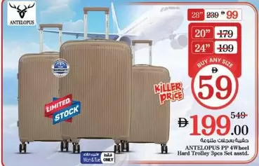 Set - PP 4Wheel Hard Trolley 3pcs  asstd.