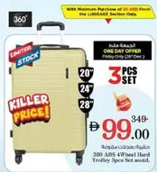 Set - 360 ABS 4Wheel Hard Trolley 3pcs  asstd.