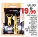 KITCHEN TOOLS SET: KNIFE + 4 UTILITY KNIFE + KITCHEN SCISSOR + WOODEN BOARD