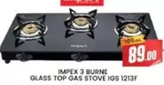3 Burne Glass Top Gas Stove IGS 1213F