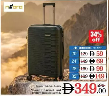 Set - Ndora 4Wheel Hard Trolley 4pcs