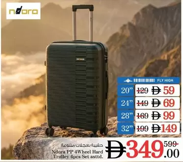 Set - Ndora PP 4Wheel Hard Trolley 4pcs