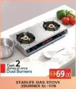 STARLIFE GAS STOVE 2BURNER SL-1116