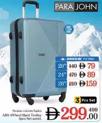 Set - ABS 4Wheel Hard Trolley 3pcs