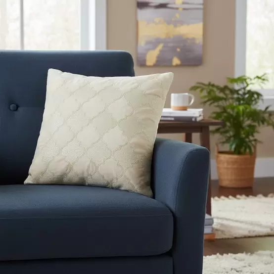 Amber Embroidered Cushion Cover, Beige - 45x45cm