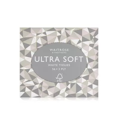 Waitrose Ultra Soft White Tissues 3ply x 56