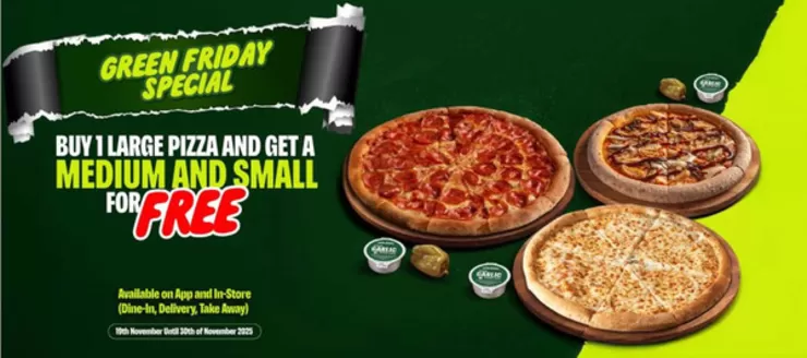 Papa John's catalogue | Green Friday Special | 2025-11-19T00:00:00.000Z - 2025-11-30T00:00:00.000Z