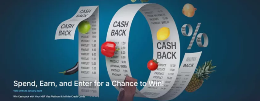 National Bank of Fujairah catalogue in Sharjah | Win Cashback with Your NBF Visa Platinum & Infinite Credit Cards | 2025-12-03T00:00:00.000Z - 2026-01-30T00:00:00.000Z