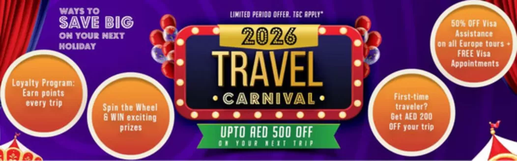 AFC Holidays catalogue in Fujairah | 2026 Travel Carnival. Up To AED 500 Off | 2025-12-15T00:00:00.000Z - 2025-12-26T00:00:00.000Z