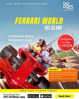 AFC Holidays catalogue in Umm al-Quwain | Ferrari World Yas Island | 2026-01-21T00:00:00.000Z - 2026-01-26T00:00:00.000Z
