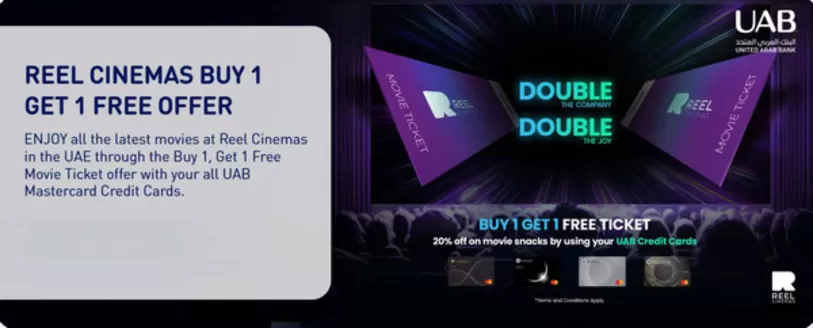 United Arab Bank catalogue |  Buy 1, Get 1 Free Movie Ticket Offer | 2026-04-21T00:00:00.000Z - 2026-12-31T00:00:00.000Z