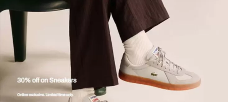 Lacoste catalogue | 30% off on Sneakers | 2026-05-14T00:00:00.000Z - 2026-05-21T00:00:00.000Z