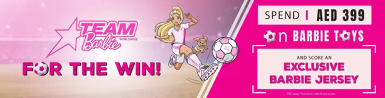 Virgin Megastore catalogue in Mussafah | Spend I Aed 399 On Barbie Toys And Score An Exclusive Barbie Jersey | 2026-07-07T00:00:00.000Z - 2026-07-19T00:00:00.000Z