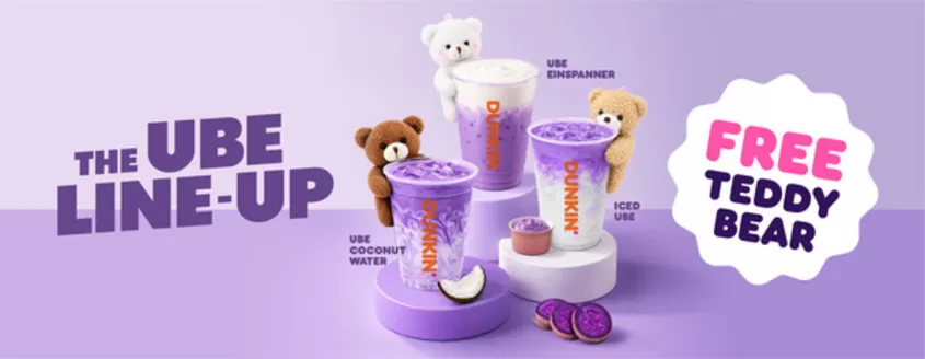 Dunkin Donuts catalogue in Mussafah | The Ube Line-up Free Teddy Bear | 2026-07-10T00:00:00.000Z - 2026-07-17T00:00:00.000Z