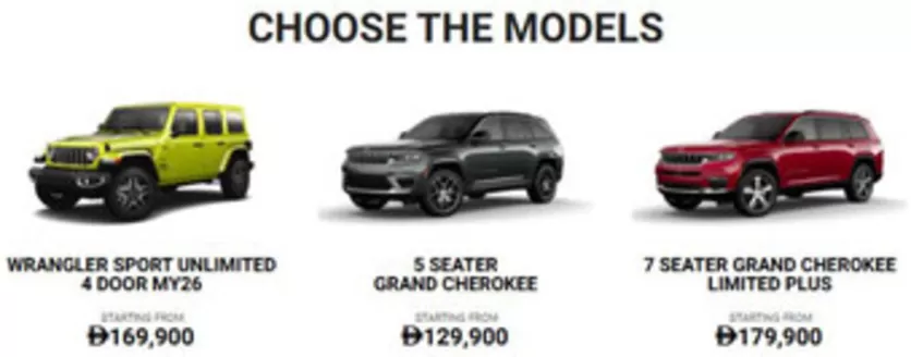 Jeep catalogue | Choose The Models | 2026-07-29T00:00:00.000Z - 2026-08-14T00:00:00.000Z