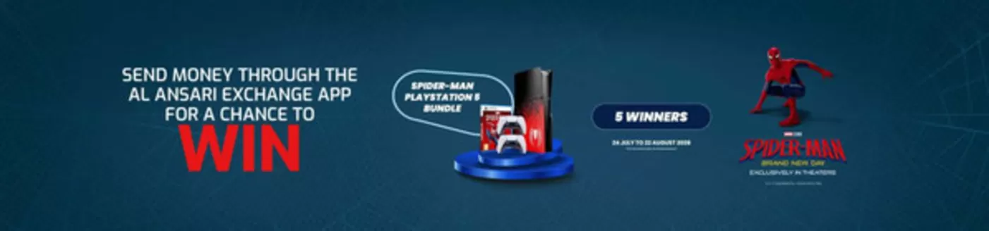 Al Ansari Exchange catalogue in Kalba | Send Money and Win a PS5 Spider-Man Bundle | 2026-08-11T00:00:00.000Z - 2026-08-22T00:00:00.000Z