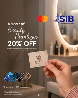 Sharjah Islamic Bank catalogue | Enjoy 20%* Off Selected Beauty And Wellness Services | 2026-08-11T00:00:00.000Z - 2027-06-30T00:00:00.000Z
