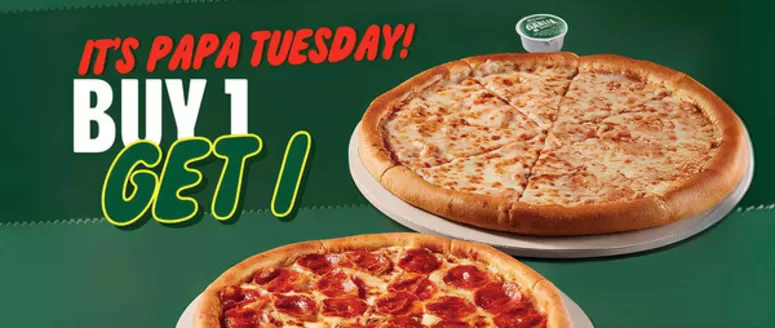 Papa John's catalogue in Abu Dhabi | It's Papa Tuesday! Buy 1 Get I | 2026-09-02T00:00:00.000Z - 2026-09-08T00:00:00.000Z