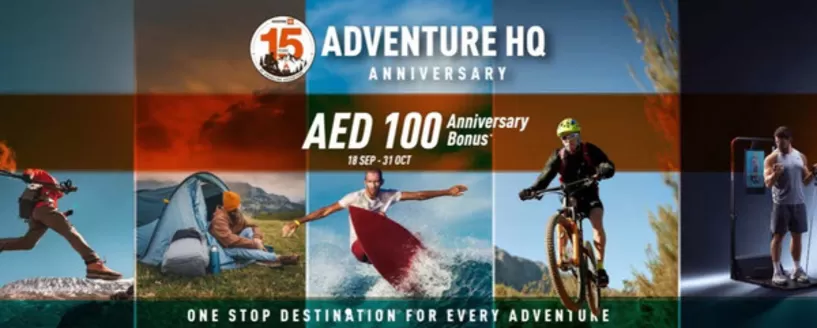 Adventure HQ catalogue in Khorfakkan | AED 100 Anniversary Bonus | 2026-09-18T00:00:00.000Z - 2026-10-31T00:00:00.000Z