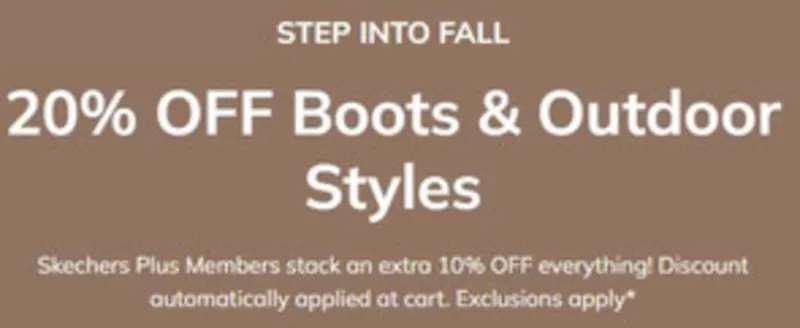 Skechers catalogue in Dubai | Step Into Fall 20% Off Boots & Outdoor Styles | 2026-09-23T00:00:00.000Z - 2026-09-28T00:00:00.000Z