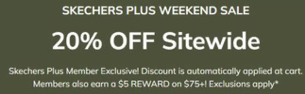 Skechers catalogue | Skechers Plus Weekend Sale 20% Off Sitewide | 2026-10-22T00:00:00.000Z - 2026-10-25T00:00:00.000Z