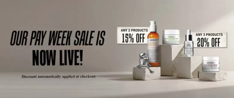 Kiehl's catalogue in Umm al-Quwain | Our Pay Week Sale Any 2 Products 15% Off | 2026-10-26T00:00:00.000Z - 2026-11-01T00:00:00.000Z