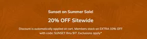 Sunset on Summer Sale! 20% OFF Sitewide