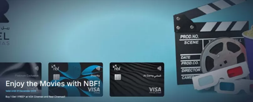 National Bank of Fujairah catalogue | Enjoy the Movies with NBF! Buy 1 Get 1 FREE* at VOX Cinemas and Reel Cinemas!! | 2025-09-19T00:00:00.000Z - 2025-12-31T00:00:00.000Z