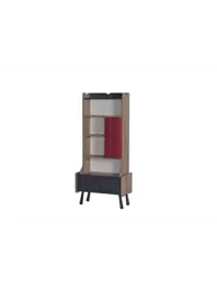 Bibliothèque LEGO -Chêne / Rouge / Gris