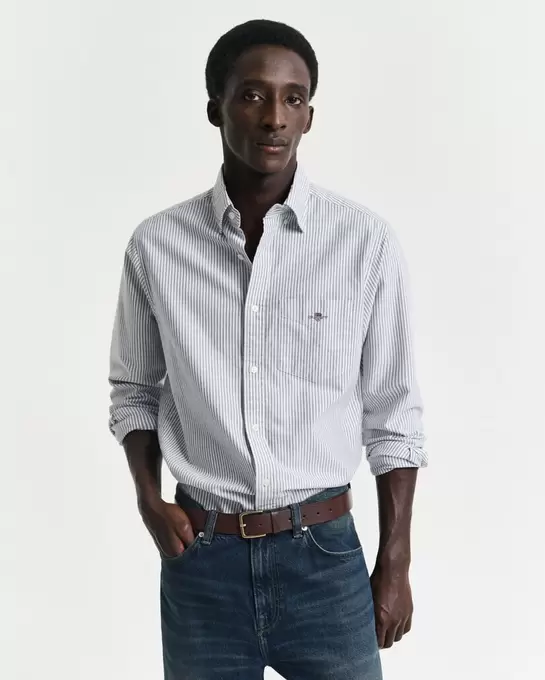 Chemise coupe regular en coton Oxford classique à rayures Banker