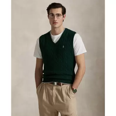 Cable-Knit Cotton Sleeveless Jumper