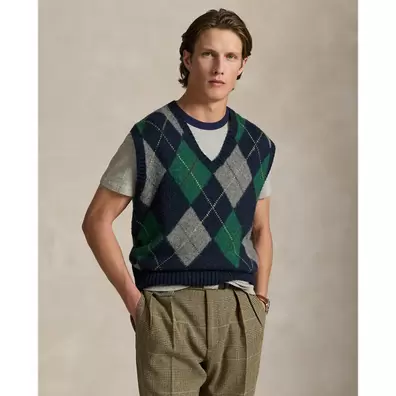 Big Fit Argyle Sleeveless Jumper