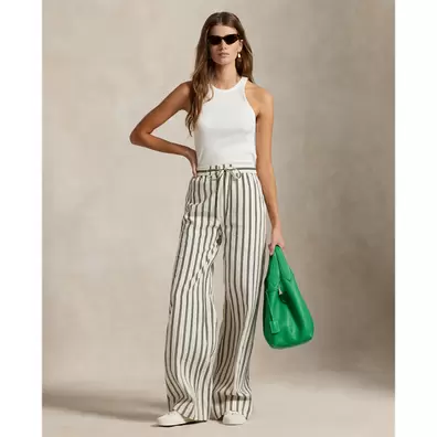Striped Silk-Blend Wide-Leg Trouser