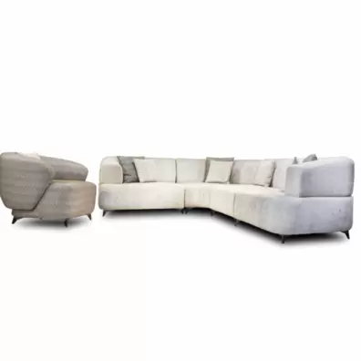 SELINO SALON  D’ANGLE MODERNE  DIM 250X335CM+FAUTEUIL 1PLACE  CL GRIS