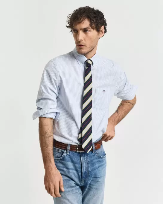 Chemise coupe regular en coton Oxford classique à rayures Banker