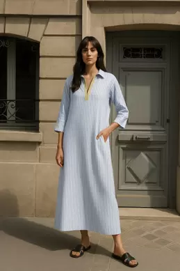 ROBE LONGUE À RAYURES