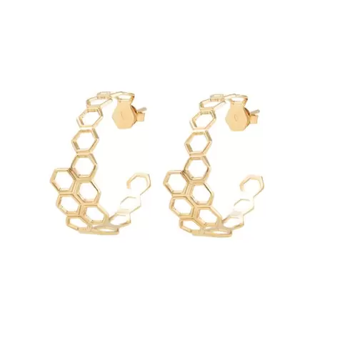 Creole Ruche d'abeille Excellence Plaqué Or 18K 3Mic