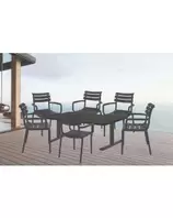 SET TABLE LAGOS ANTHRACITE+ 6 FAUTEUIL PARIS DARK GREY