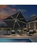 PARASOL 3/3 V LED SOLAIRE AVEC SOCLE
