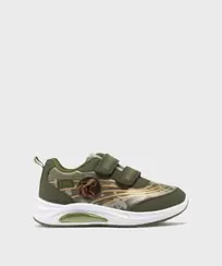 Baskets basses à scratch imprimé camo et T-rex garçon