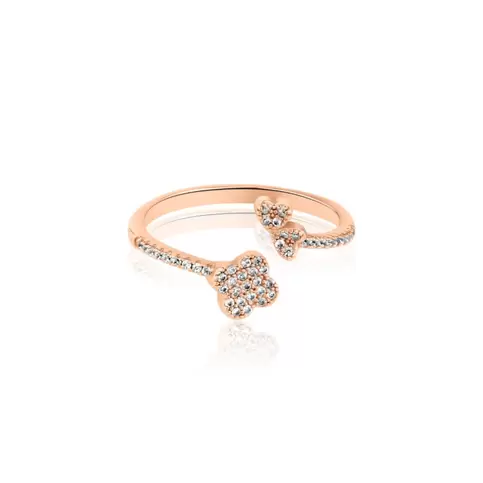 Bague trèfle & papillon Excellence Argent 925 rhodié en rose sertie de zirconiums