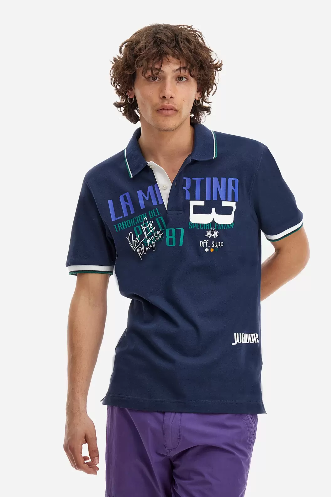 Poloshirt aus Strech-Piqué-Baumwolle in normalerPassform – Adelqui