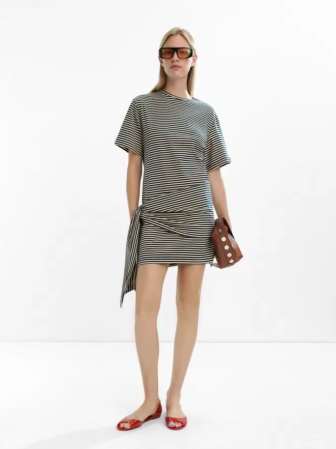 Robe courte à rayures 100 % coton