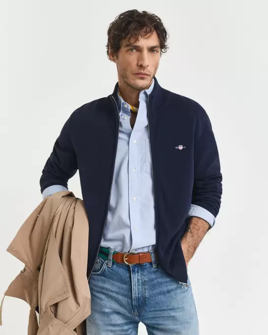 Cardigan zippé en coton décontracté