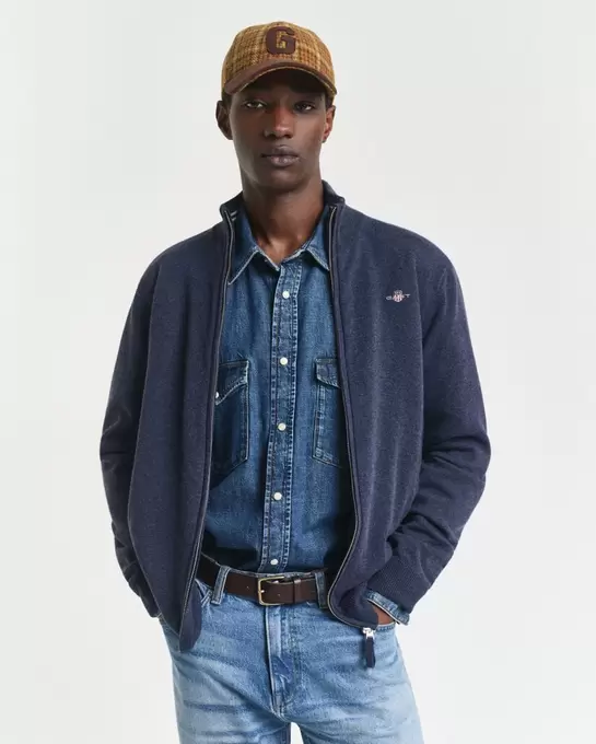 Cardigan zippé en laine d'agneau ultra-fine