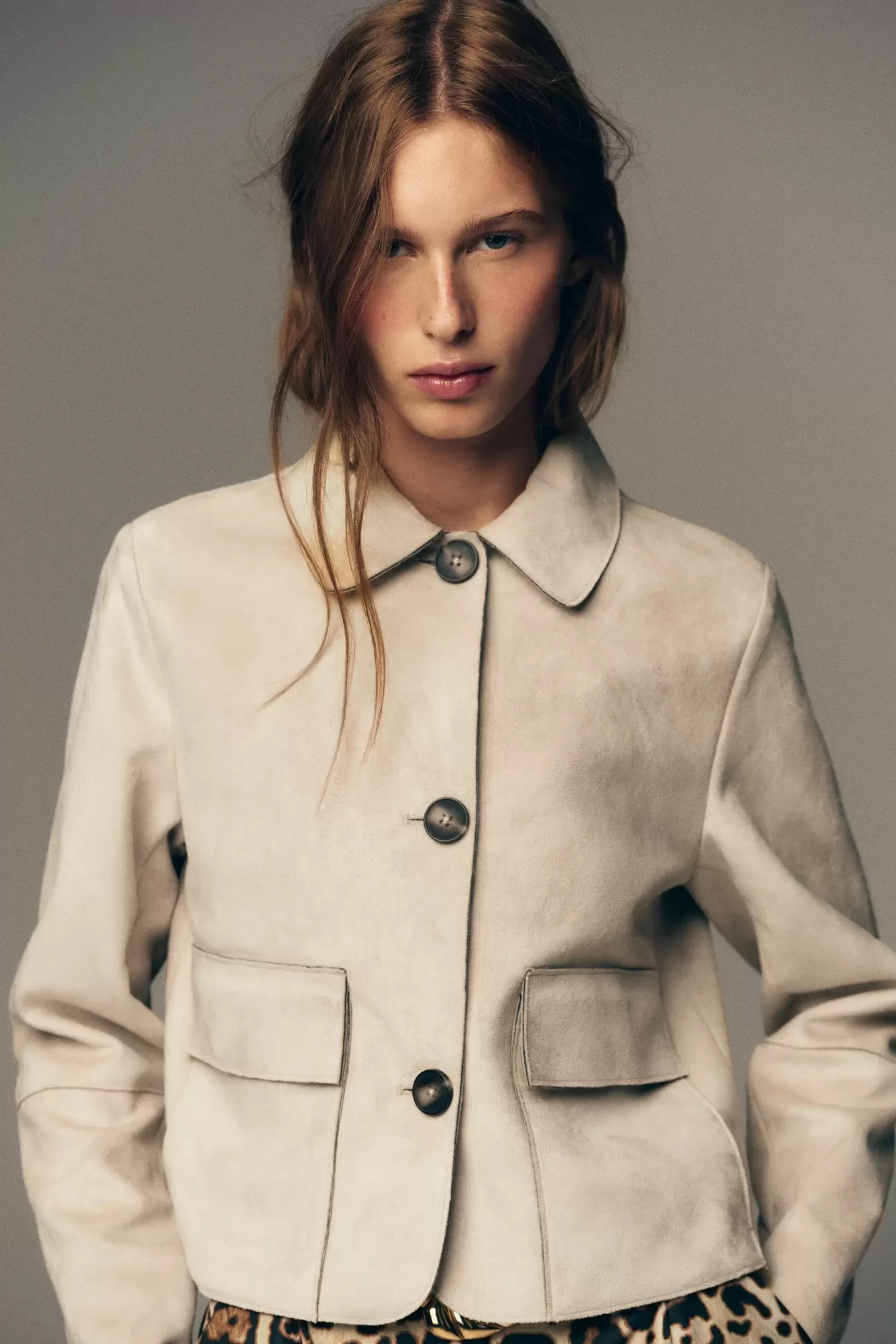 BLOUSON COURT EFFET DAIM