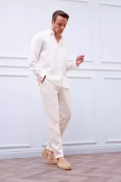 Pantalon 100% lin Coupe droite