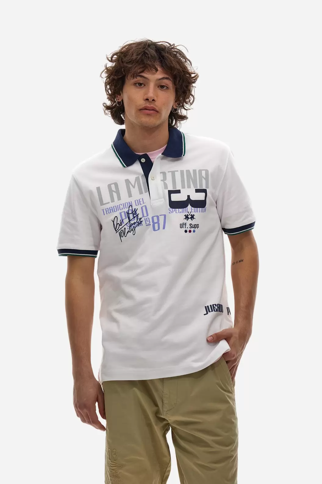 Poloshirt aus Strech-Piqué-Baumwolle in normalerPassform – Adelqui