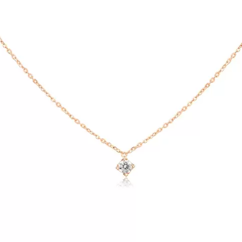 Collier solitaire Excellence Or rose 750/1000 & Diamants