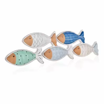 5 POISSONS DECO MURALE  28×2.5×14 CM